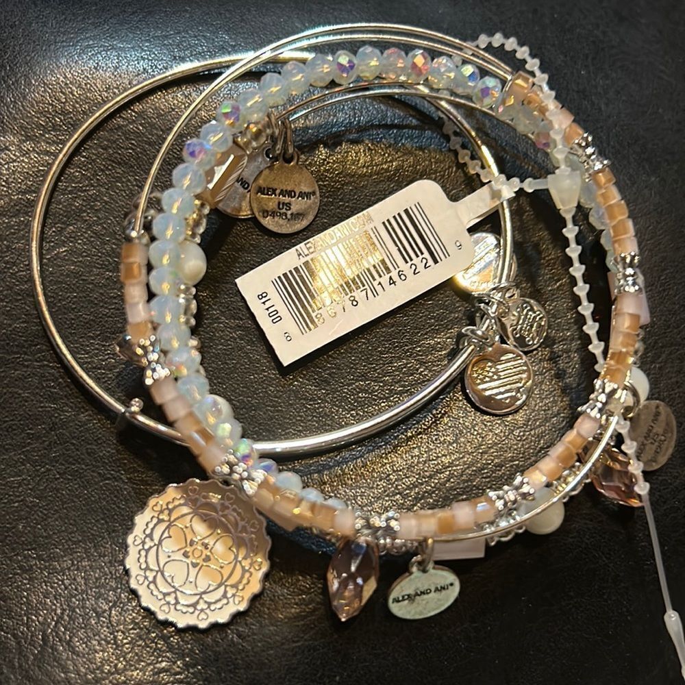 NWT Alex And Ani PaperHearts Set of 4